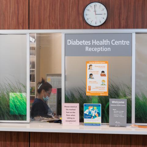 The Diabetes Health Centre reception desk