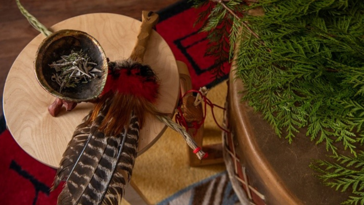 Traditional medicines prepared for smudging in the All Nations Sacred Space