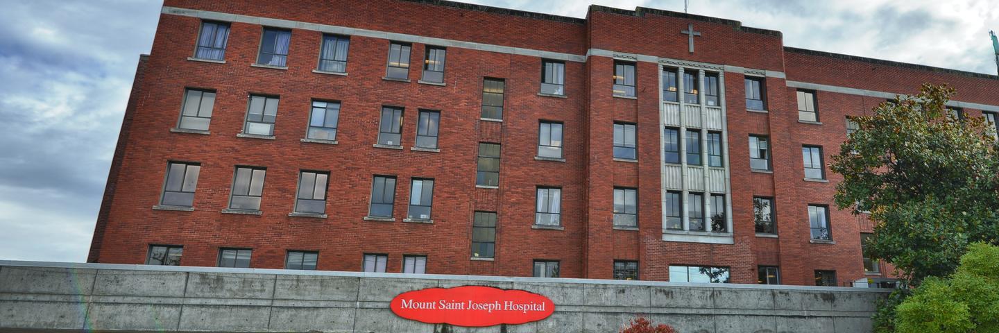 The front side of Mount Saint Joseph Hospital .