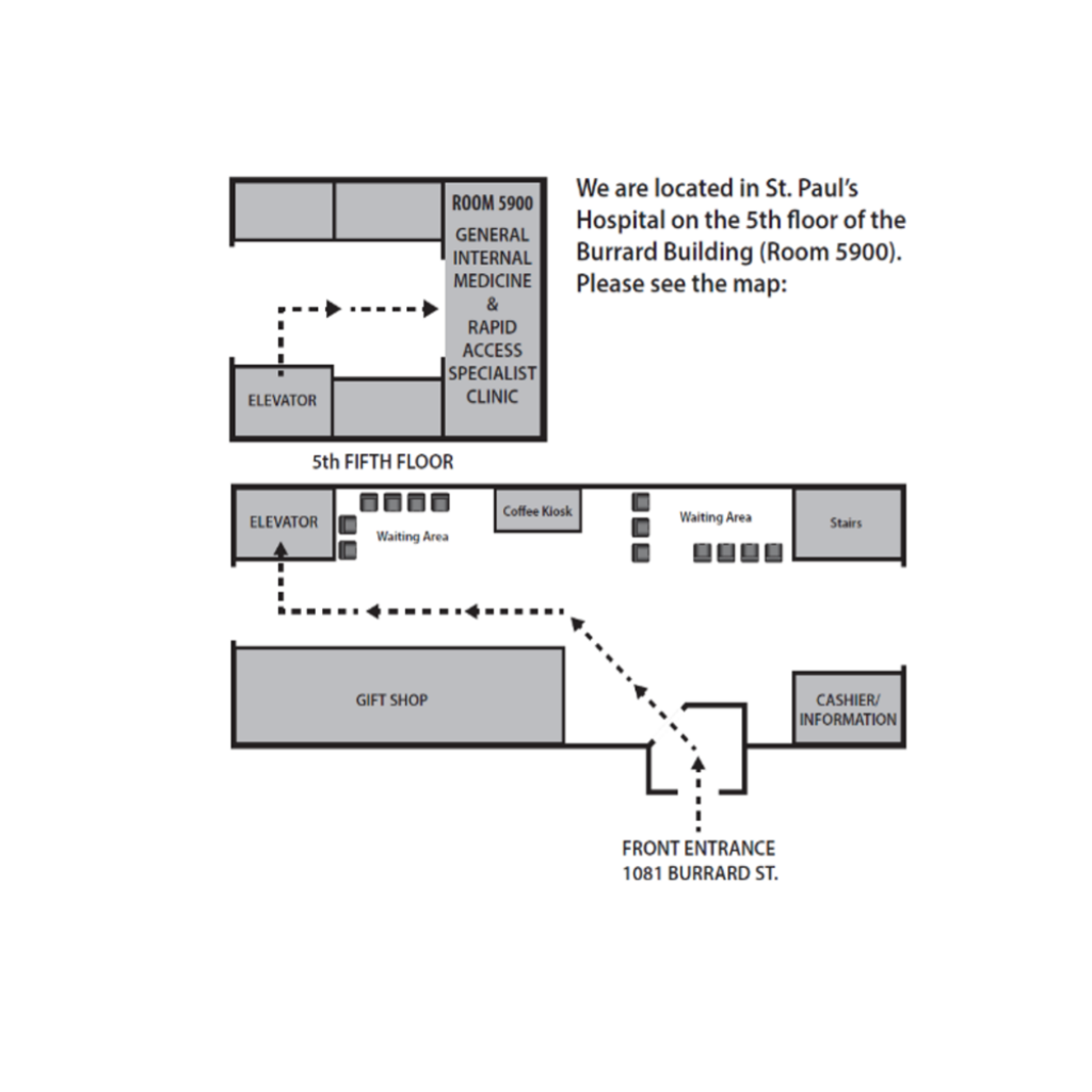 Location of the Rapid Access Neurology Clinic at St. Paul's Hospital