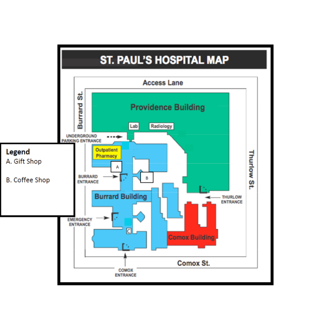A map for St. Paul's Ambulatory Pharmacy